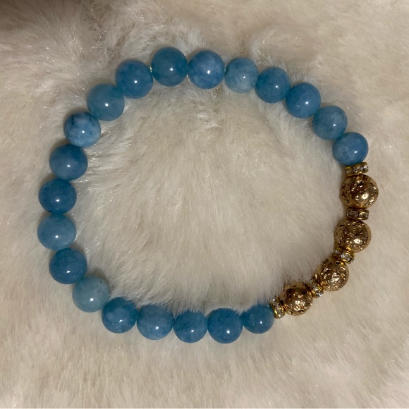 Blue crystal beaded bracelet handmade - Picture 6 of 7